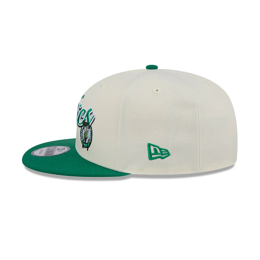 Boston Celtics Hat - Script Chrome White OTC 2-Tone NBA 9Fifty Snapback Cap - New Era